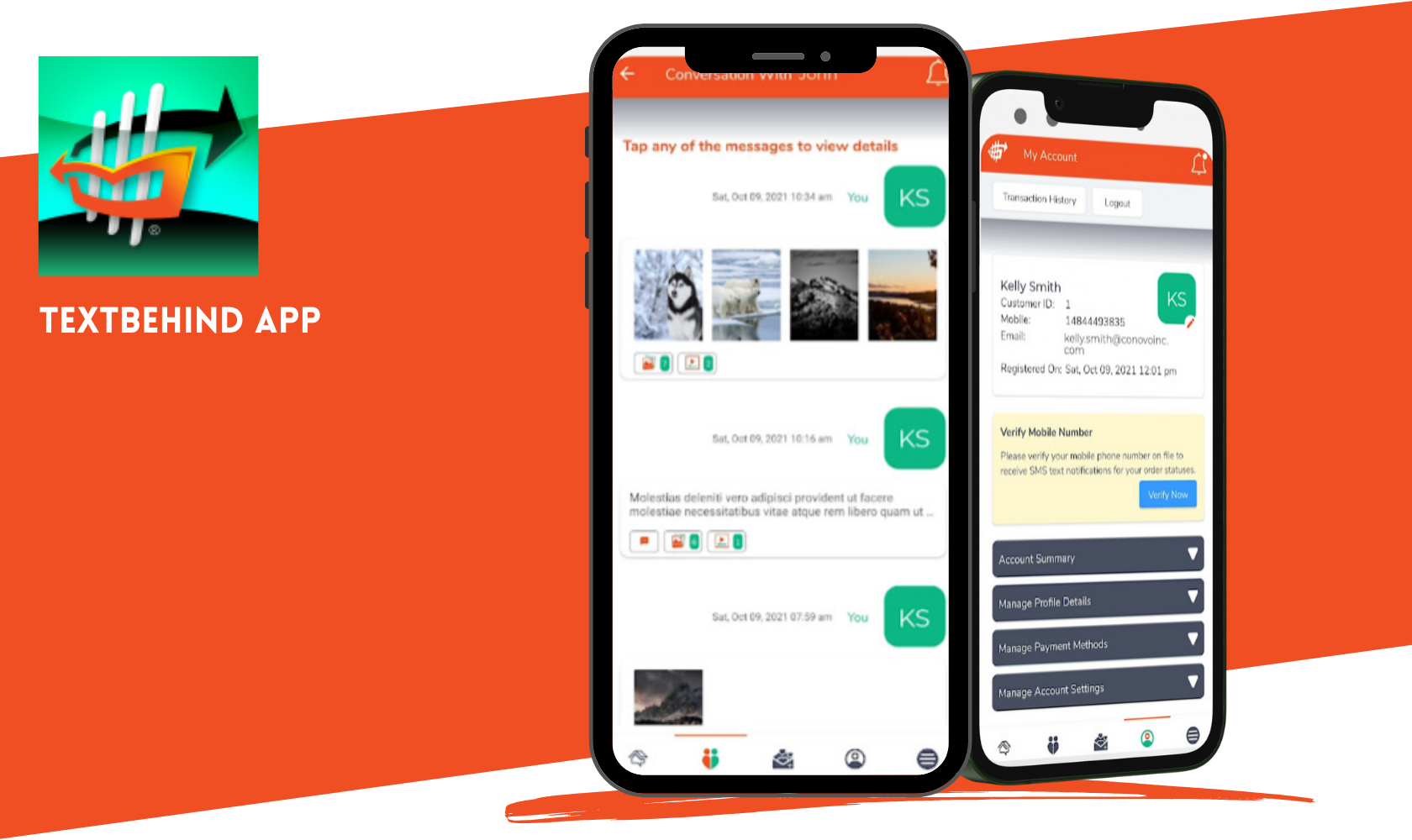 TextBehind App Screens